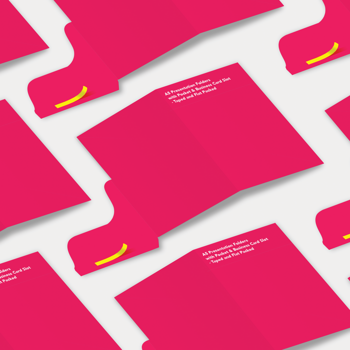 A4 Presentation Folders with Pocket & Business Card Slot - Taped and Flat Packed